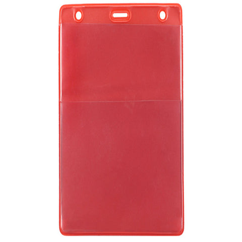 Vinyl Vertical Credential Wallet with Slot & Chain Holes [Red]