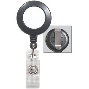 Gray Badge Reel with Reinforced Vinyl Strap & Belt Clip - IDenticard.com