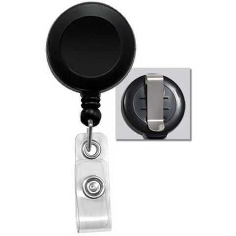 Round Retractable Badge Reel with Clear Vinyl Strap, Slide Belt Clip (34