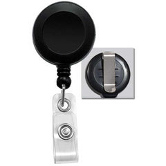 Black No-twist Badge Reel with Clear Vinyl Strap & Belt Clip - 25 Pack