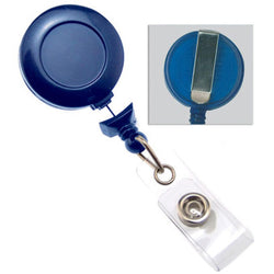 Royal Blue No-Twist Badge Reel with Clear Vinyl Strap & Belt Clip - IDenticard.com
