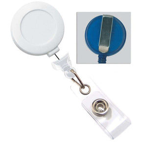 Royal Blue No-Twist Badge Reel with Clear Vinyl Strap & Belt Clip - IDenticard.com