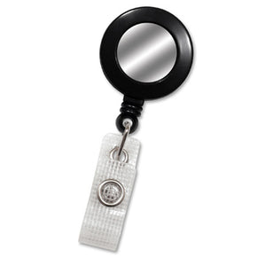 Black Badge Reel w. Silver Sticker, Reinforced Vinyl Strap & Belt Clip - IDenticard.com