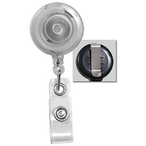Round Translucent Retractable Badge Reel with Clear Vinyl Strap, Swivel Clip (34Cord) Clear