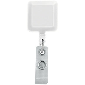 White Badge Reel with Reinforced Vinyl Strap & Belt Clip - IDenticard.com