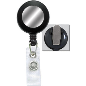 Black Badge Reel–Silver Sticker, Reinforced Vinyl Strap & Spring Clip - IDenticard.com