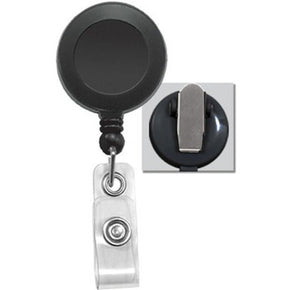Black Badge Reel with Clear Vinyl Strap & Spring Clip - IDenticard.com