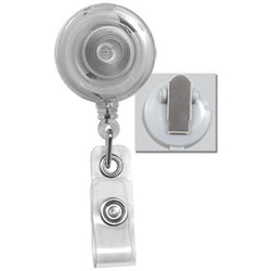 Clear Translucent Badge Reel with Clear Vinyl Strap & Spring Clip - IDenticard.com