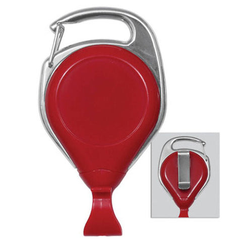 Red Proreel (Carabiner Style) with Card Clip & Belt Clip