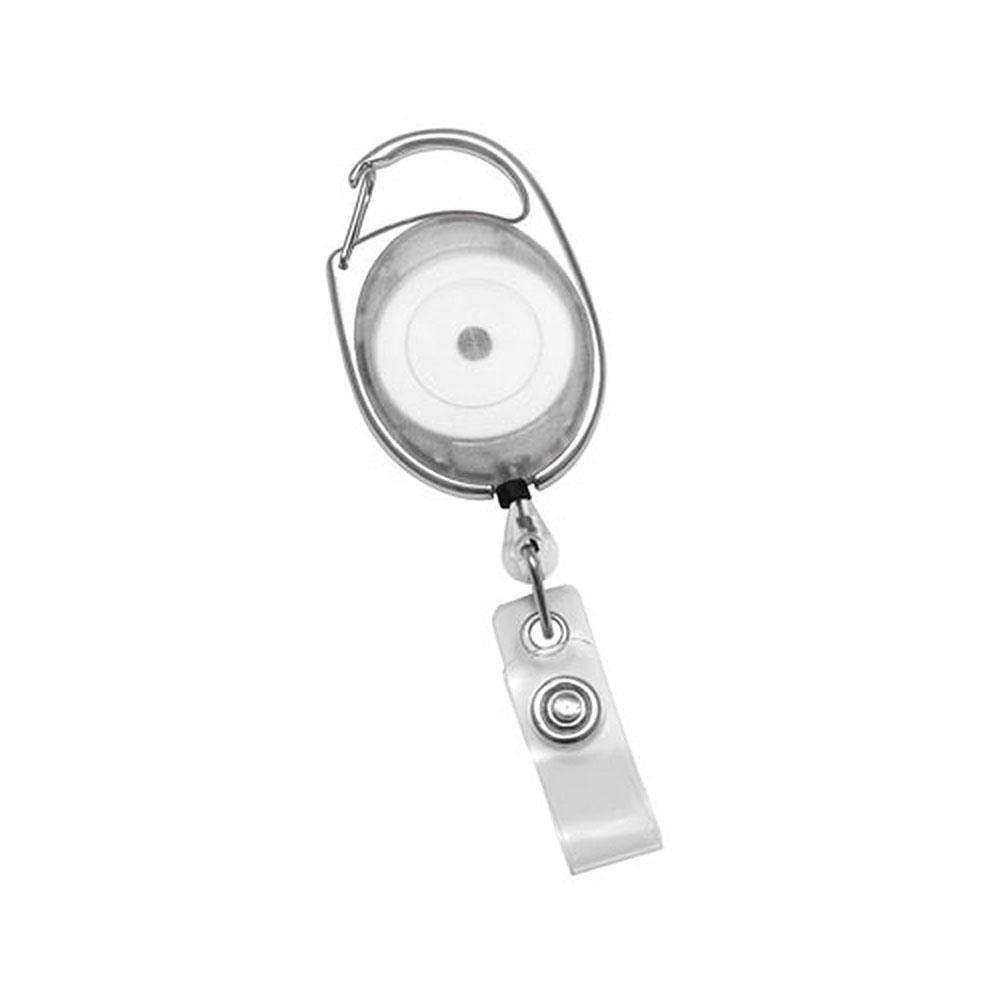 Round Retractable Badge Reel with Clear Vinyl Strap, Swivel Spring Clip(34Cord) White