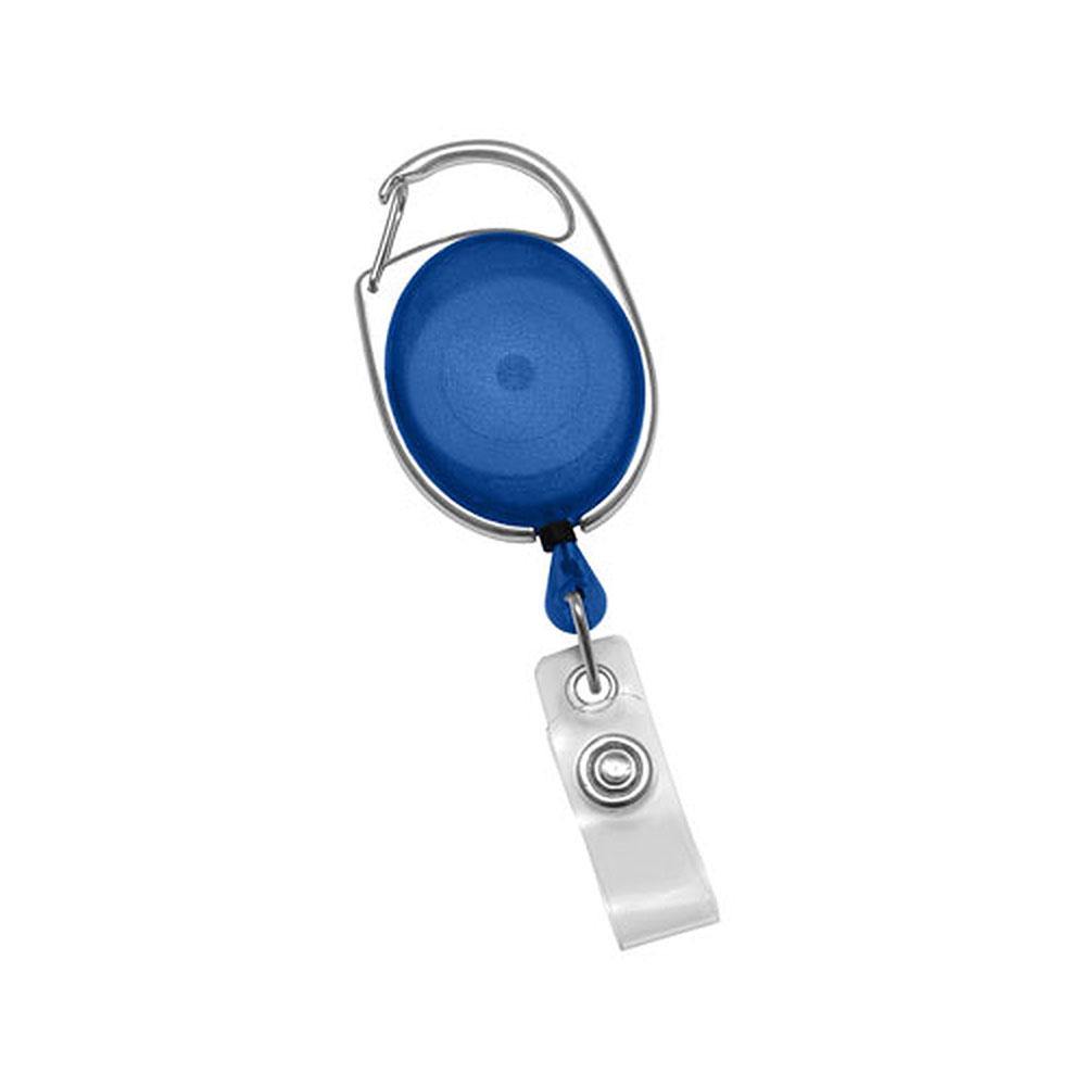 Premier Carabiner Retractable Badge Reel with Clear Vinyl Strap(34Cord) Blue