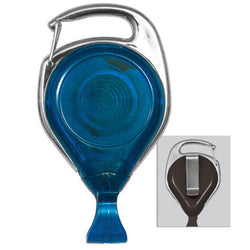 Translucent Blue Proreel (Carabiner Style) with Card Clip & Belt Clip - IDenticard.com