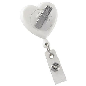 White Translucent Heart-Shaped Badge Reel With Strap - IDenticard.com