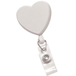 White Translucent Heart-Shaped Badge Reel With Strap - IDenticard.com