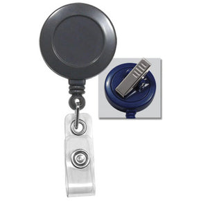 Gray Badge Reel with Clear Vinyl Strap & Swivel Spring Clip - IDenticard.com