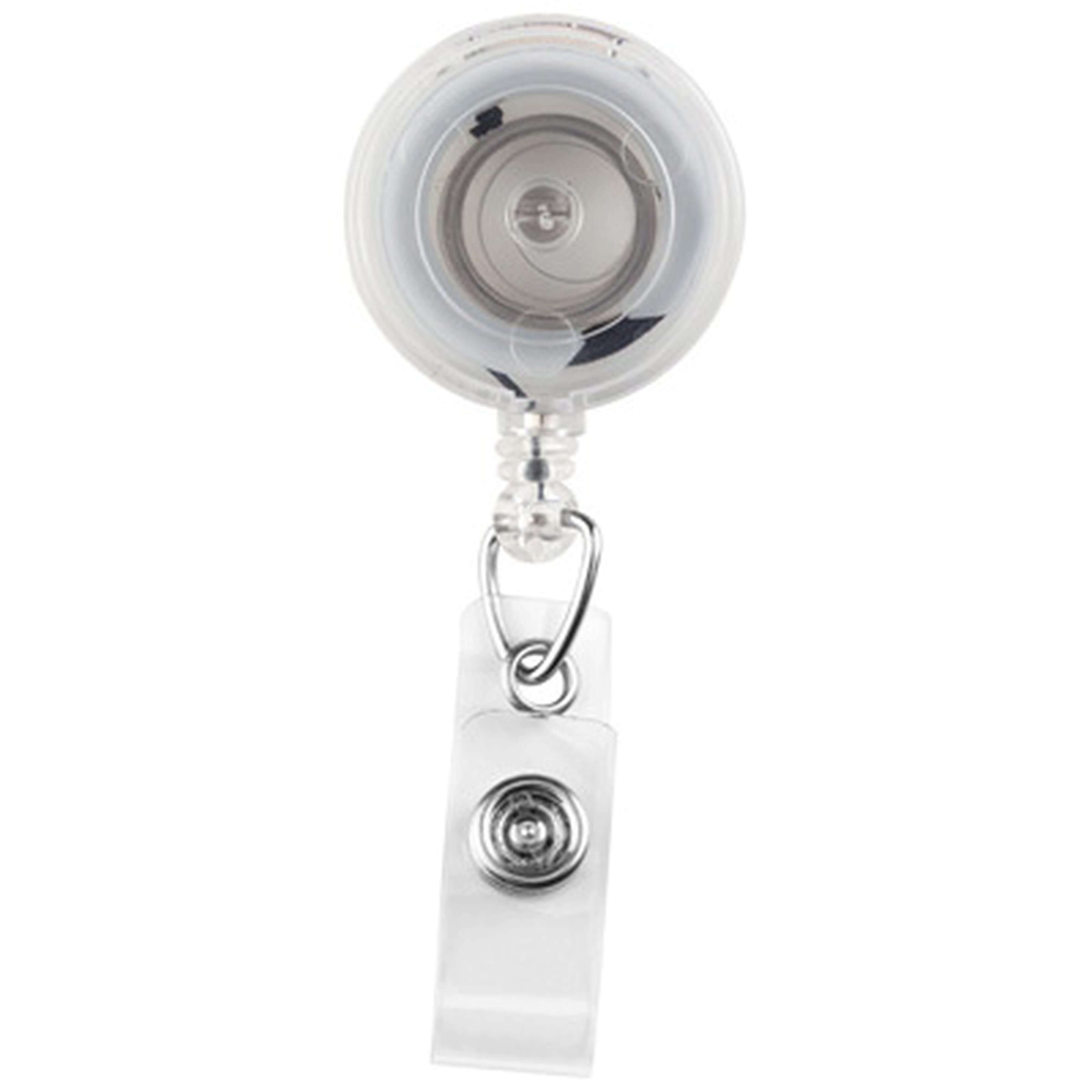Carabiner Round Retractable Badge Reel with Clear Vinyl Strap (36 Cord) Red