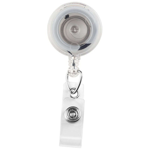 Round Translucent Retractable Badge Reel with Clear Vinyl Strap, Spring Clip (34