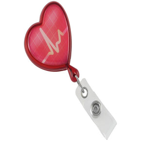 Translucent Red EKG Themed Heart Shaped Reel - IDenticard.com