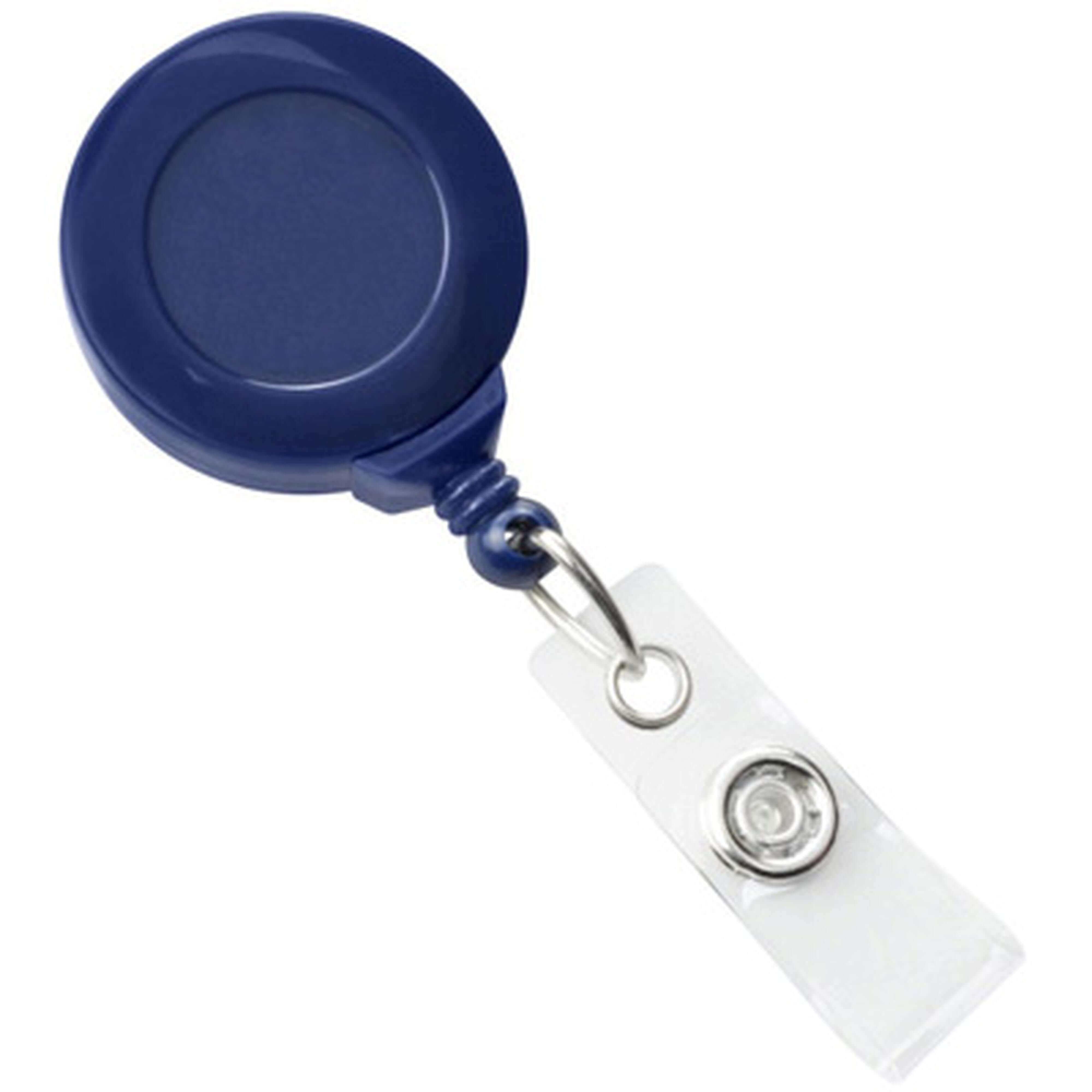 Round Retractable Badge Reel with Clear Vinyl Strap, Swivel Spring Clip(34Cord) Navy Blue