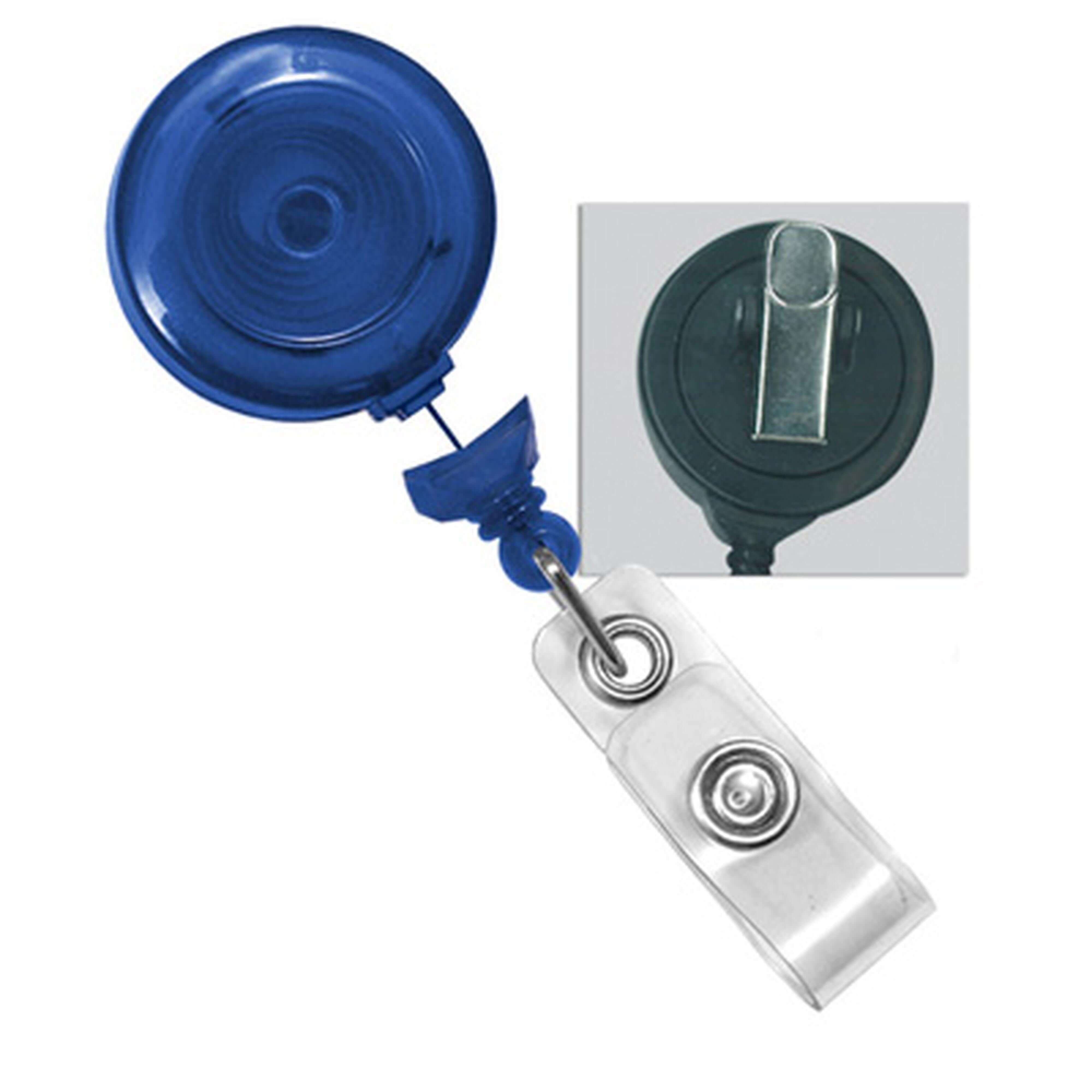 Round Retractable Badge Reel with Clear Vinyl Strap, Swivel Spring Cli