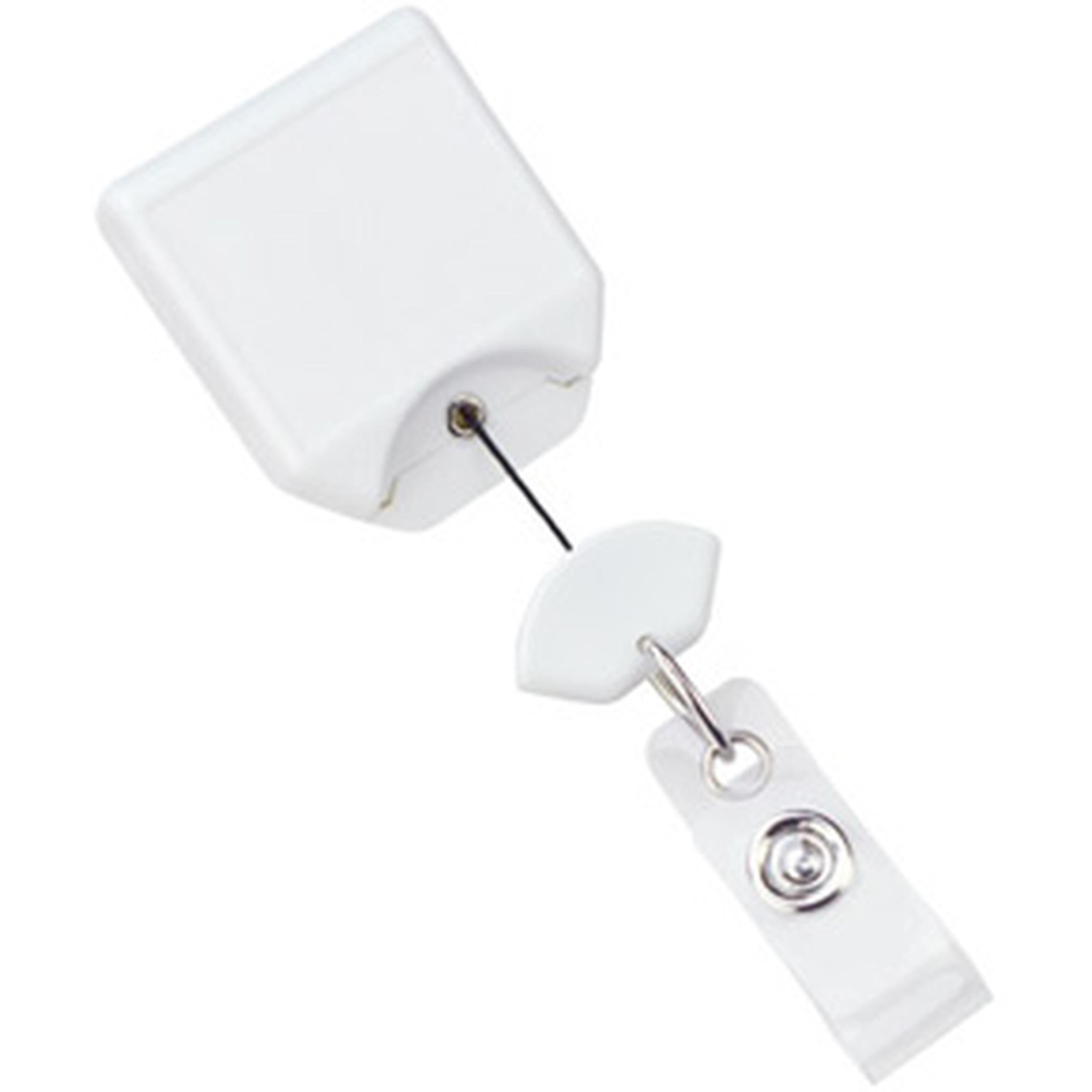 B∙Reel Twist-Free Retractable Badge Reel, Swivel Clip with Teeth (Pack of 100) White