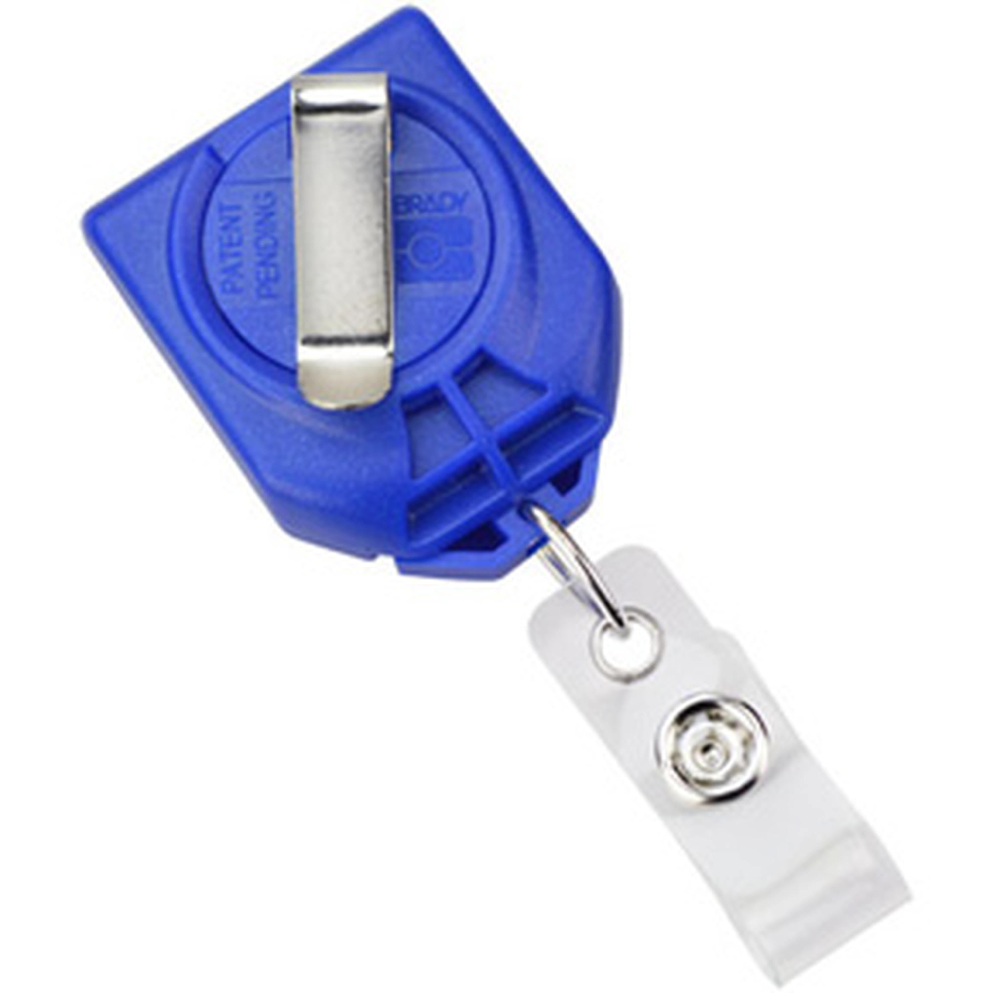 B∙Reel Twist-Free ID Retractable Badge Reel with Swivel Clip, Front Facing Metallic Blue