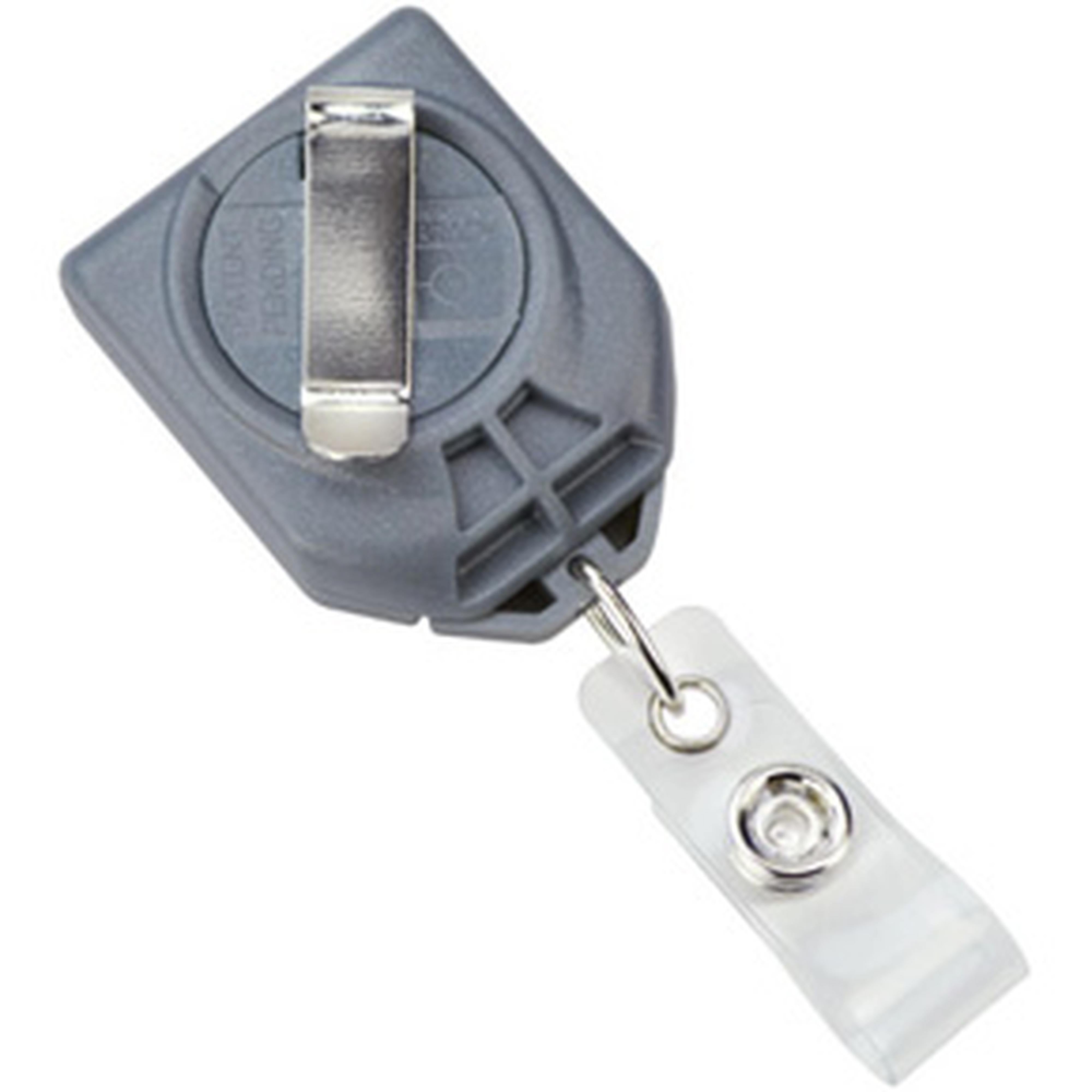 B∙Reel Twist-Free ID Retractable Badge Reel with Swivel Clip, Front Facing Metallic Gray