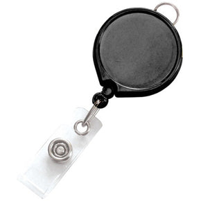 Black Badge Reel with Clear Vinyl Strap & Belt Clip - IDenticard.com