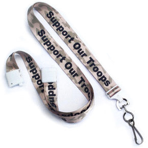 5/8" Camouflage "Support Our Troops" Lanyard - IDenticard.com