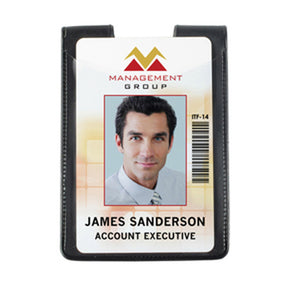 Vinyl Vertical Two Pocket Magnetic Badge Holder with Thumbnotch - IDenticard.com