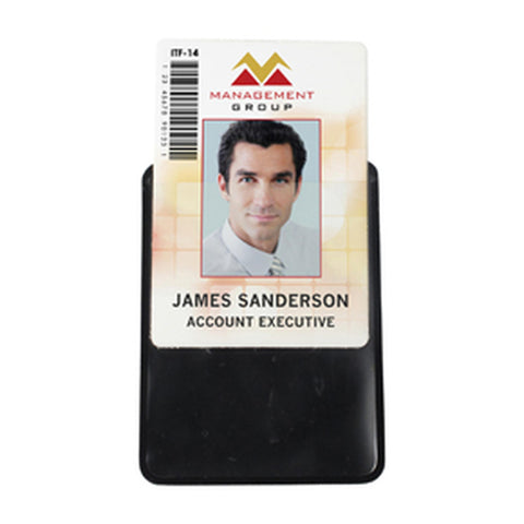 Vertical Magnetic Badge Holder with Circular Flap, Credit Card Size
