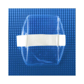 Clear Flexible Arm Band Badge Holder with Colored Strap, Credit Card Size