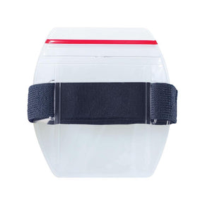 Clear Vinyl Vertical Arm Band Badge Holder–Resealable Closure & Strap - IDenticard.com