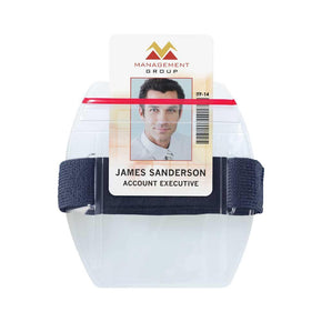 Clear Vinyl Vertical Arm Band Badge Holder–Resealable Closure & Strap - IDenticard.com