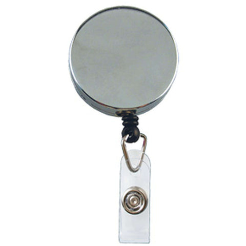 Metal Case Badge Reel with Nylon Cord Black - Chrome