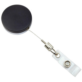 Metal Case Badge Reel with Wire Cord Black - Chrome - IDenticard.com