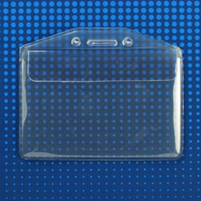 Flexible Horizontal Badge Holder with Flap Closure, Credit Card Size