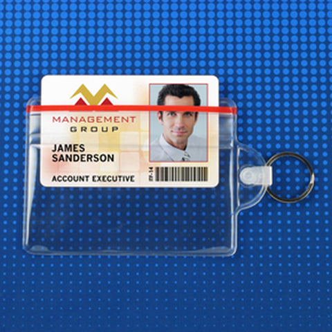Flexible Badge Holder with Resealable Closure & Key Ring, Credit Card Size