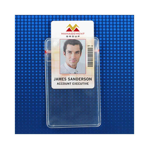 Flexible Vertical Badge Holder with Resealable Closure, Credit Card Size