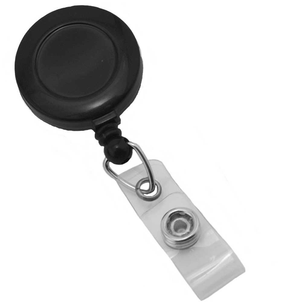 Non-Magnetic Round ID Retractable Badge Reel with Plastic Clip, MRI Safe, Twist Free (24 Cord) Black