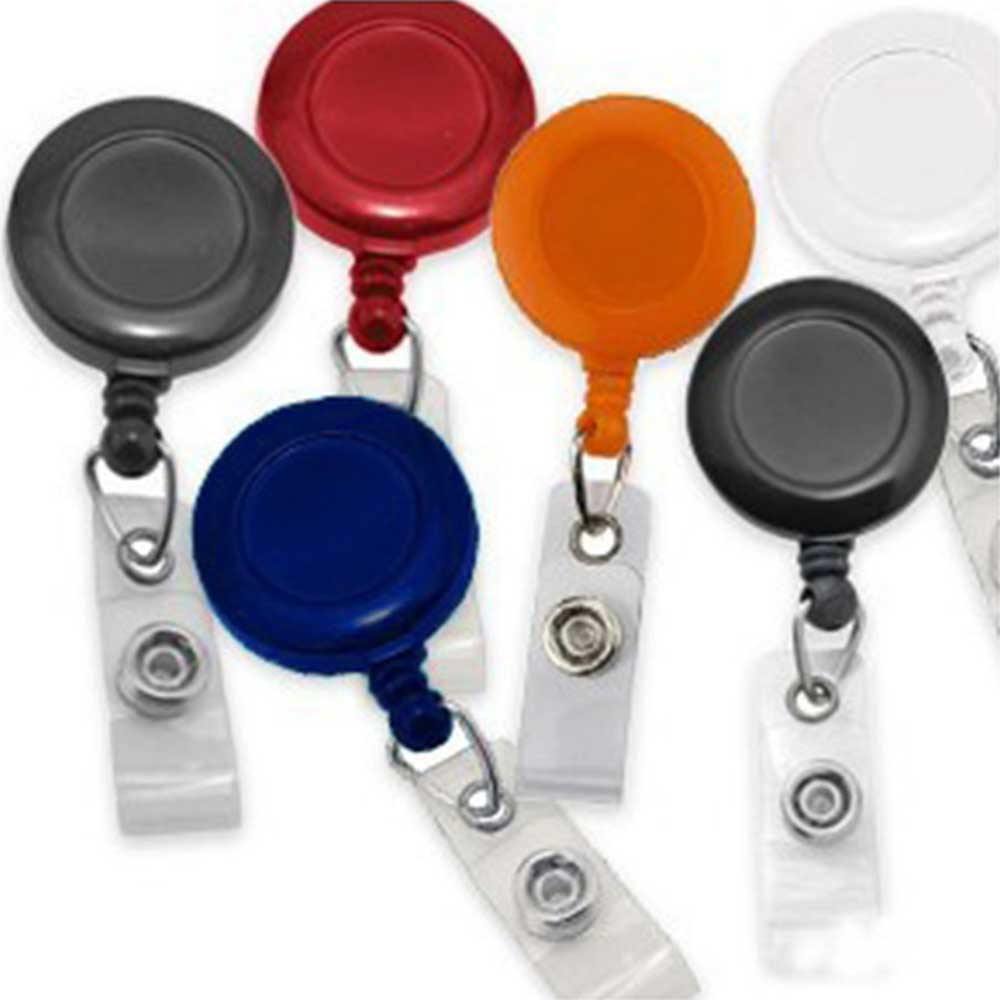 Round Retractable Badge Reel with Strap, Slide Clip (34Cord)