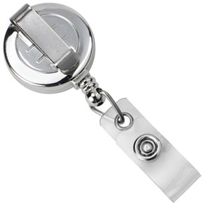 Chrome Round Badge Reel with Strap and Slide Clip - IDenticard.com