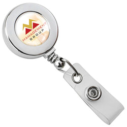 Chrome Round Badge Reel with Strap and Slide Clip - IDenticard.com