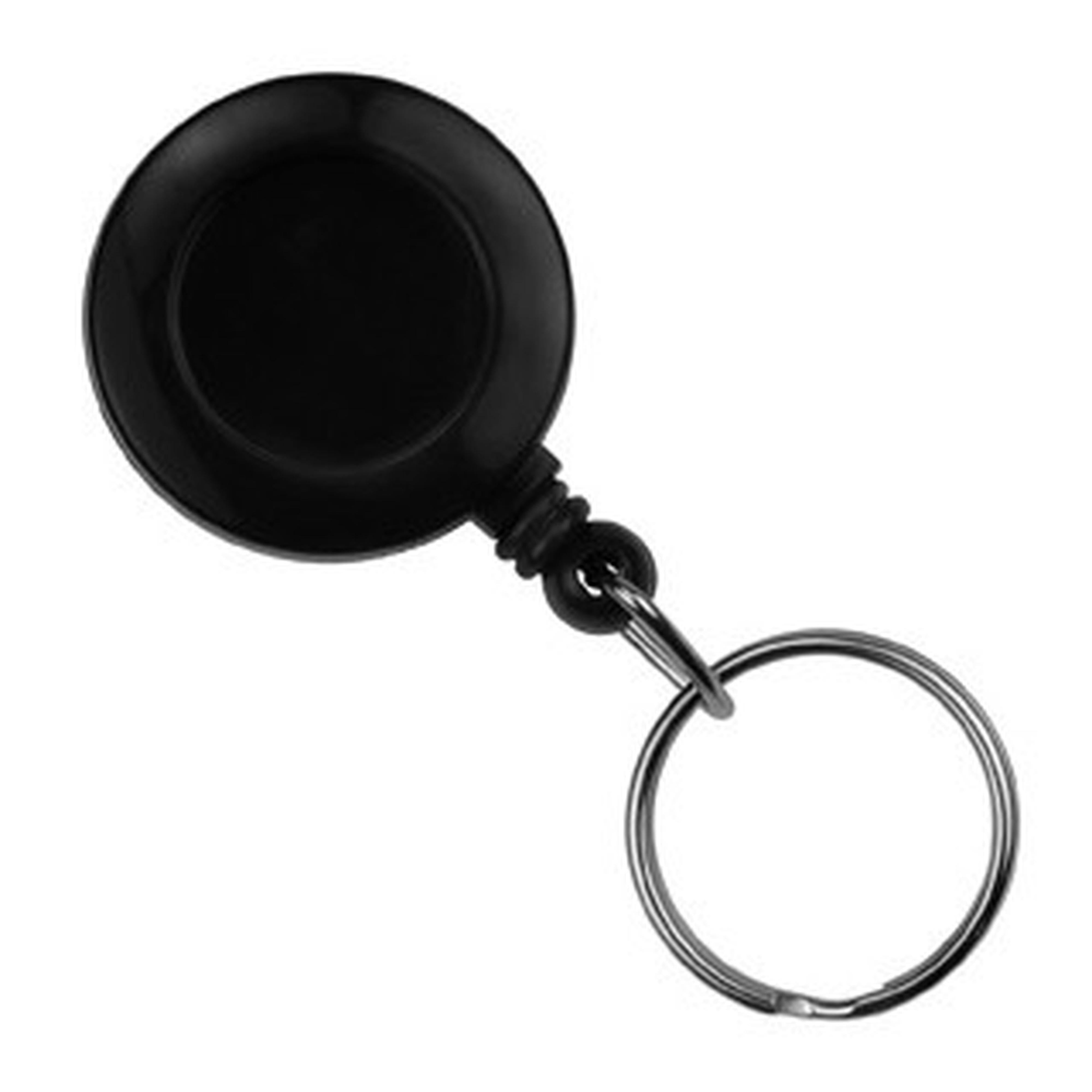 Round Retractable Badge Reel with Strap, Slide Clip (34Cord) Black