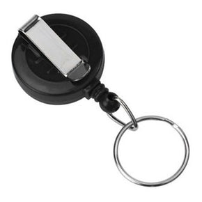 Black Round Badge Reel With Key Ring And Slide Clip - IDenticard.com