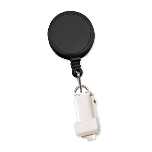 Round Badge Reel with Card Clamp, Slide Clip(34Cord) Black