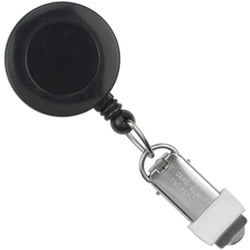 Black Round Badge Reel with Card Clamp and Swivel Clip - IDenticard.com