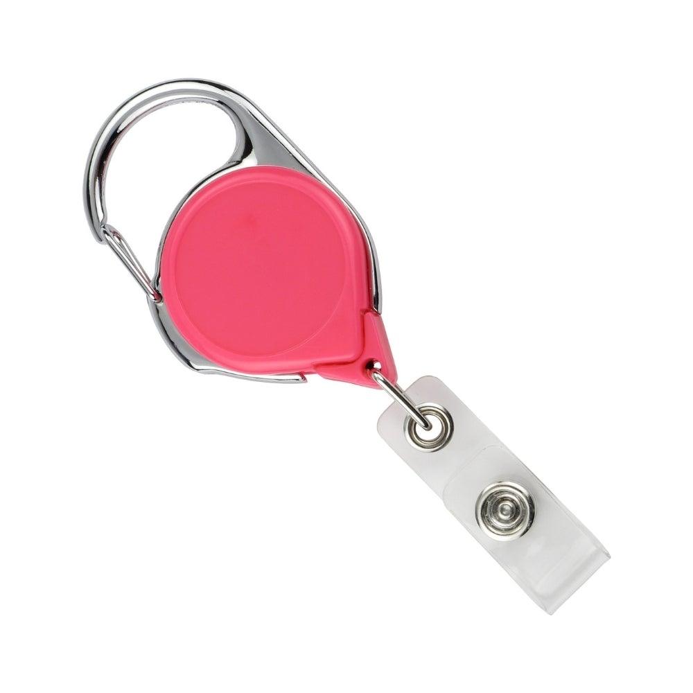 Promotional Round Retractable Badge Holder with Carabiner and Pen
