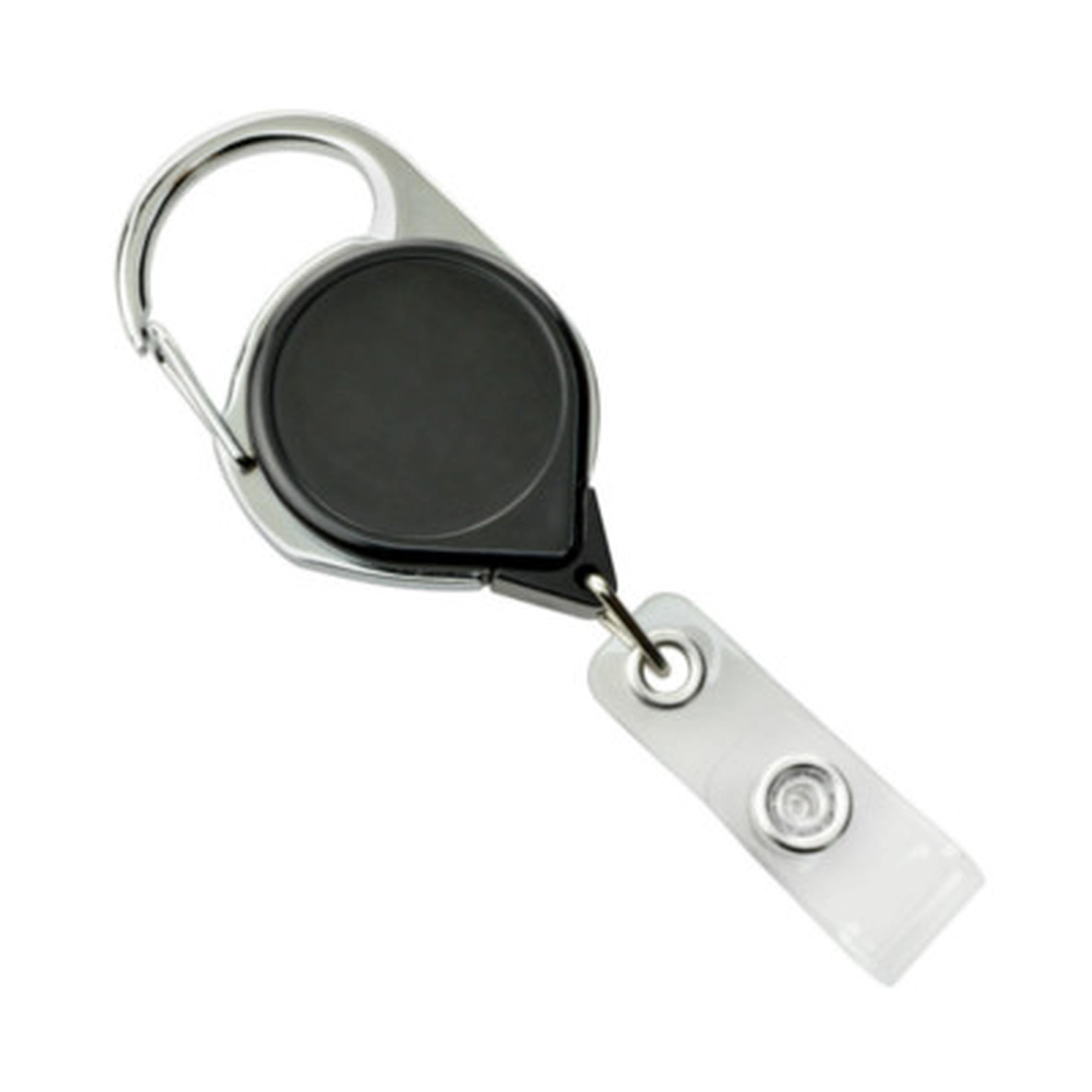 Carabiner Round Retractable Badge Reel with Clear Vinyl Strap (36 Cor
