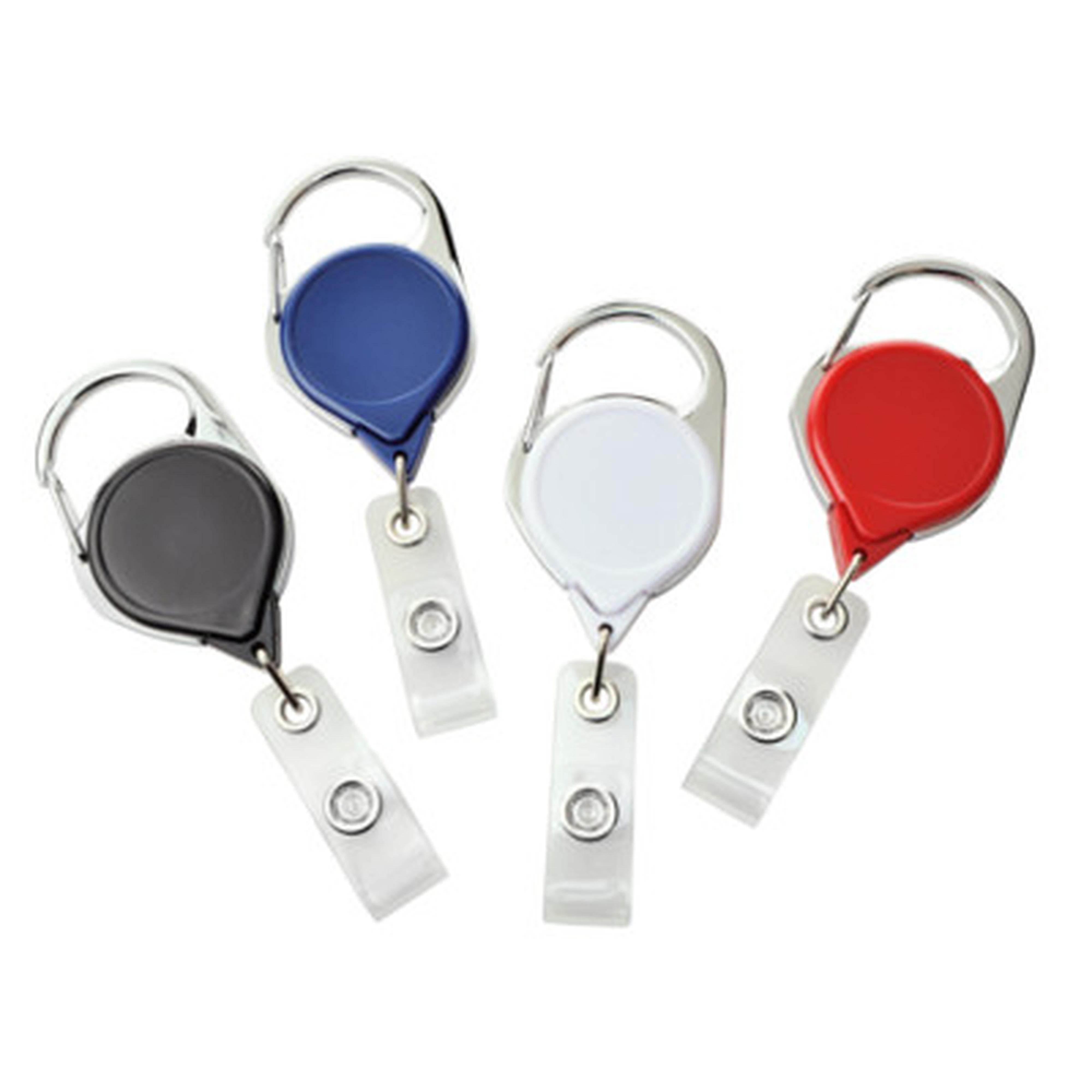 Carabiner Round Retractable Badge Reel with Clear Vinyl Strap (36 Cord) Royal Blue